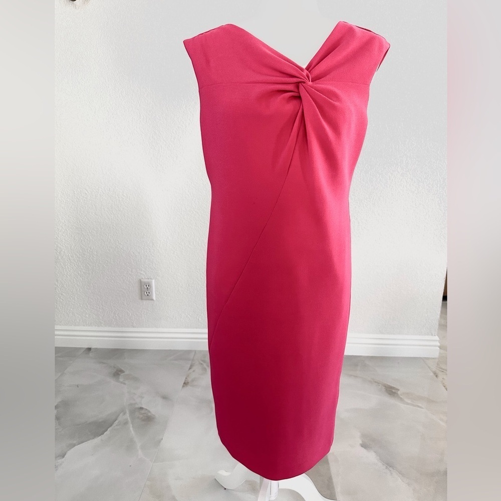 Jones New York Pink Sheath Midi Dress V-neck Sleeveless